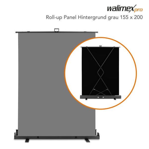 Walimex Pro Roll-up Panel Hintergrund grau 155x200